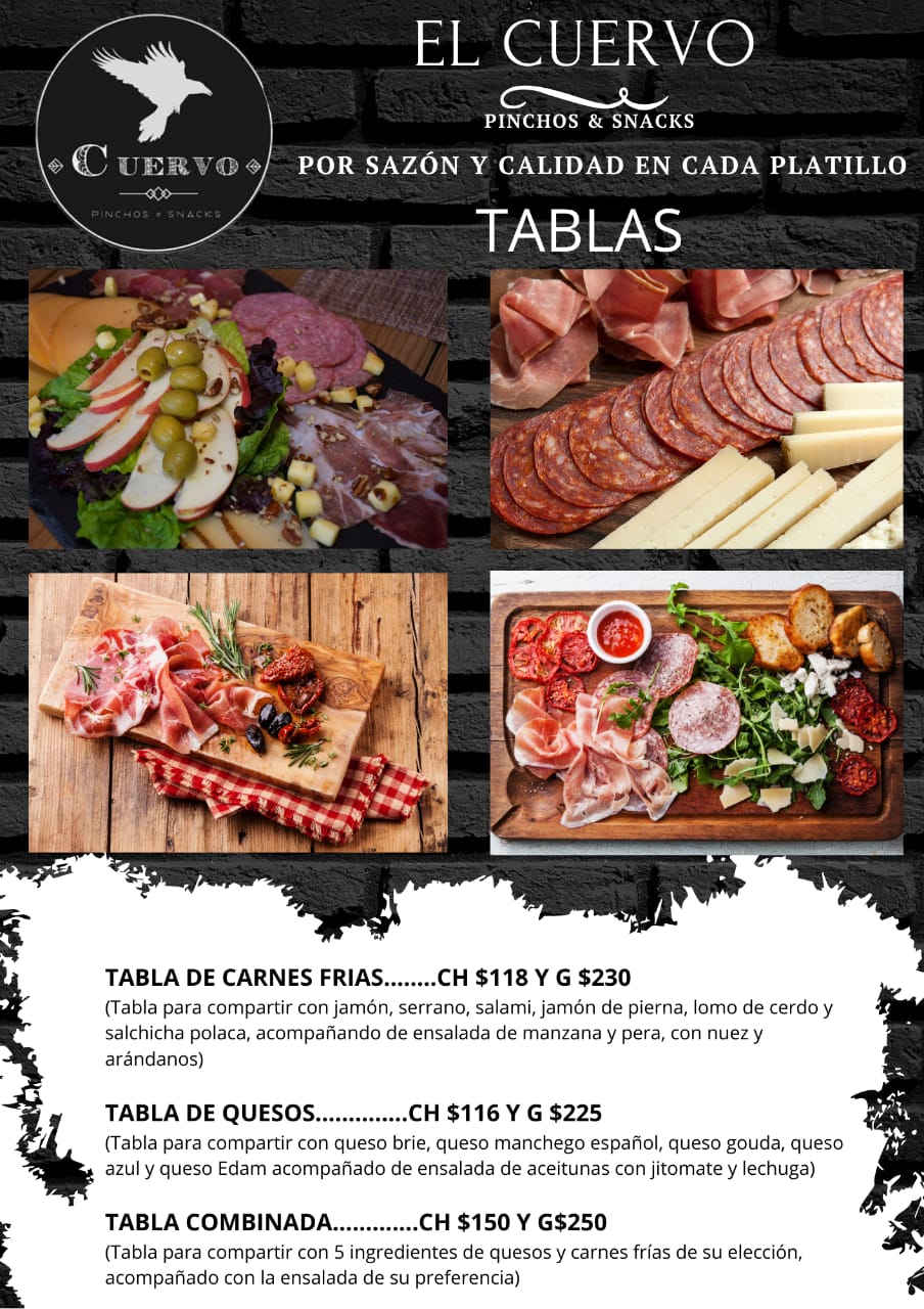 Carta de Cuervo Pinchos & Snacks  en Morelia , Michoacán  — página 3